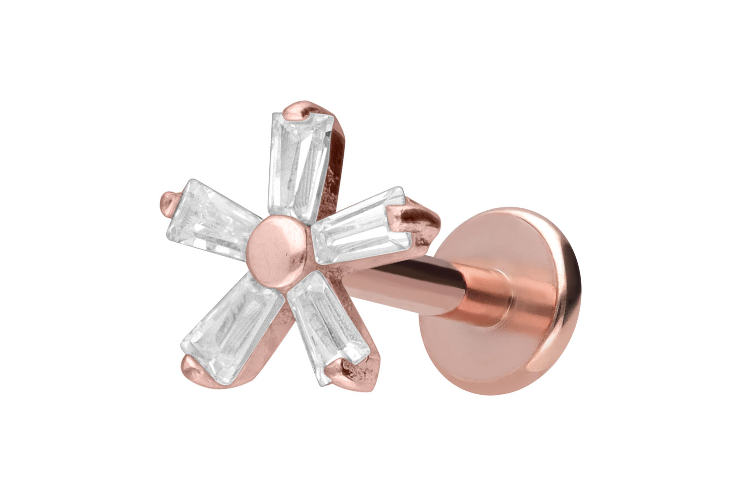 Titan Labret Piercing mit Innengewinde KRISTALLBLUME